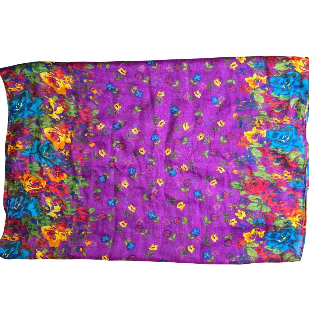 Scarf Belt Shawl Sash Table Runner Bandana Beach Cover Up Purple 66"x22" VTG